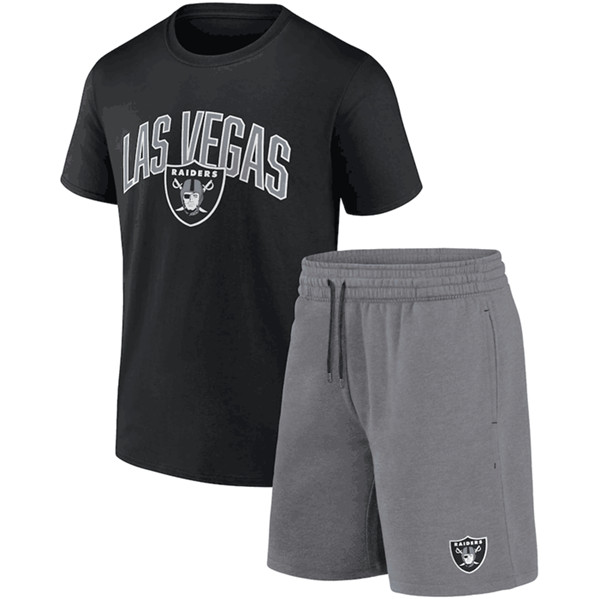 Las Vegas Raiders Black/Heather Gray Arch T-Shirt & Shorts Combo Set